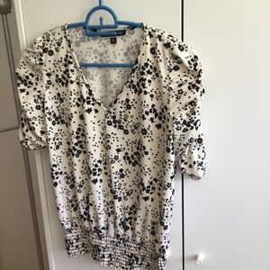 Floral Black and White Women's Top